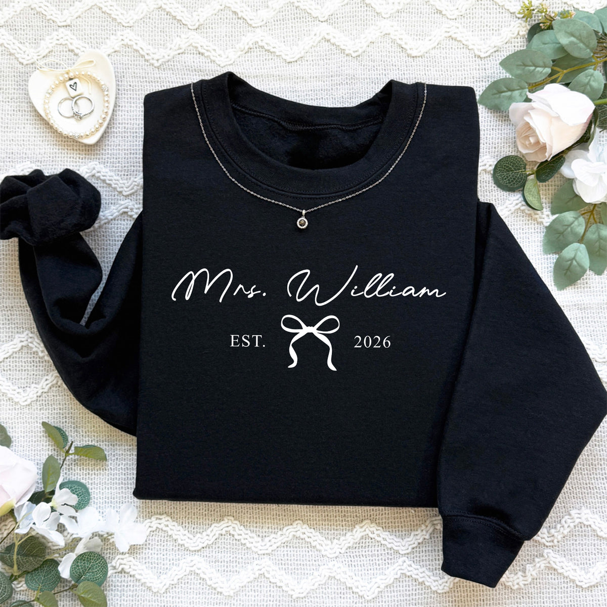 Individueller Braut- & Mrs.-Pullover – Personalisierter Braut-Sweatshirt mit „Mrs.“ und Hochzeitsjahr