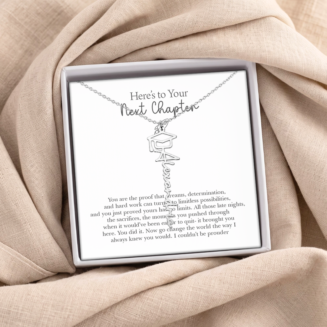 Personalized Here's To Your Next Chapter Necklace
