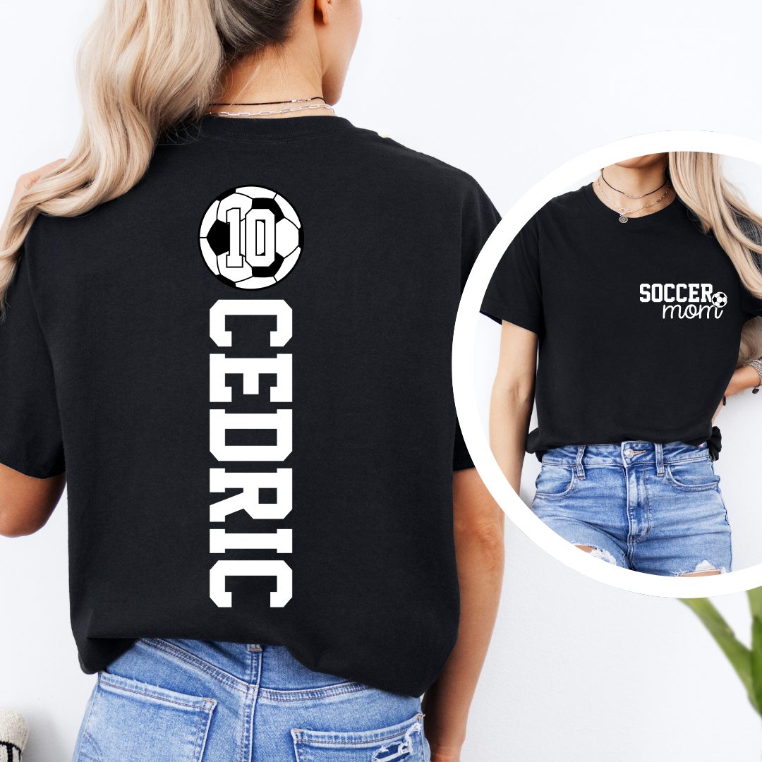 Custom Soccer Mom Game Day Tee with Kids Names & Numbers Tee