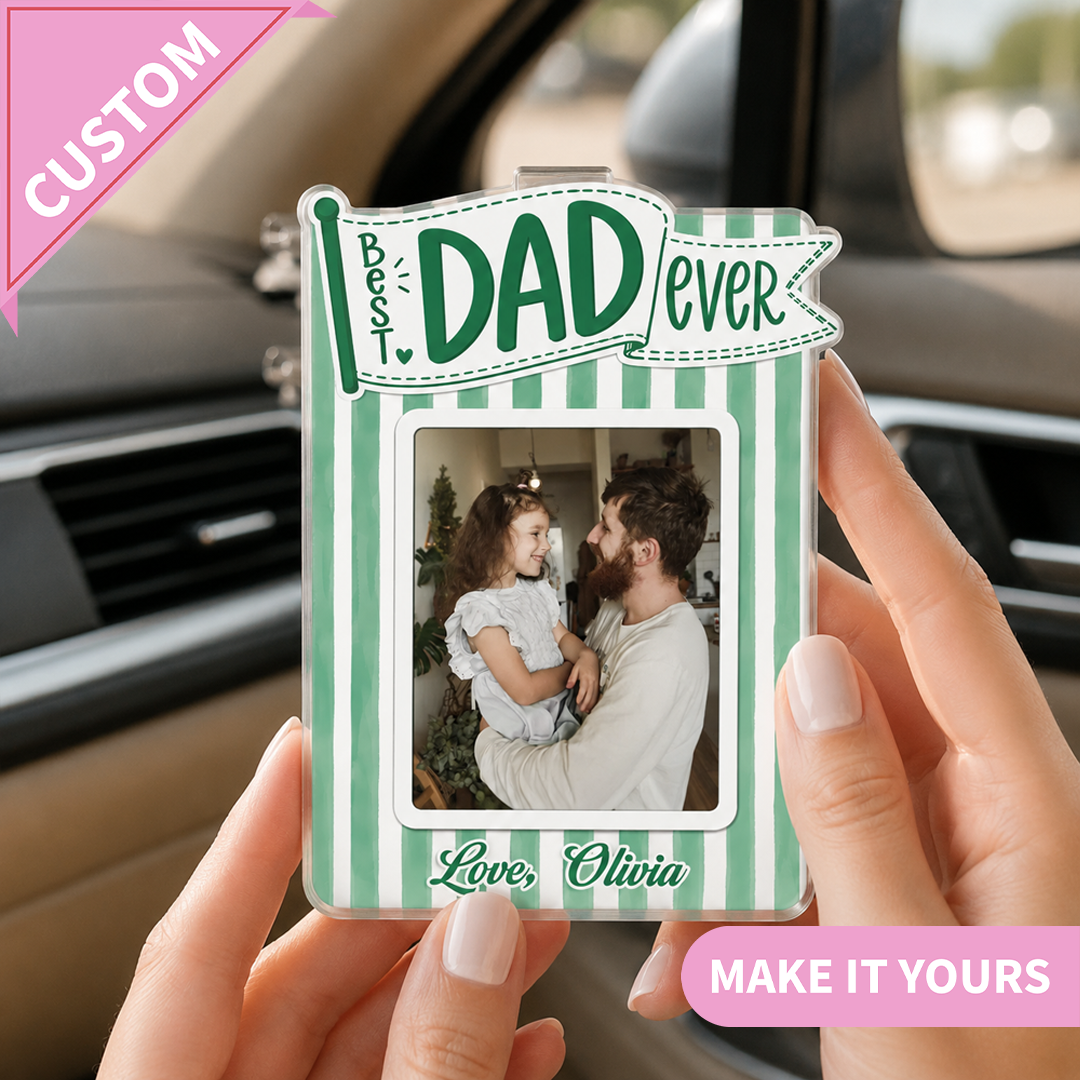Personalized Dad Car Visor Photo Clip