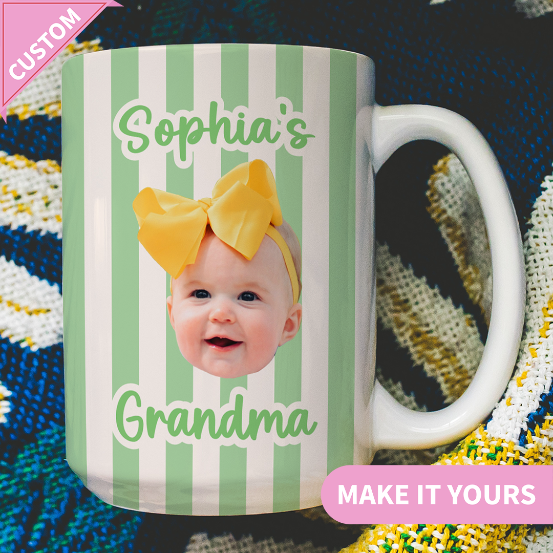Personalized Stripe Baby Face Photo Mug