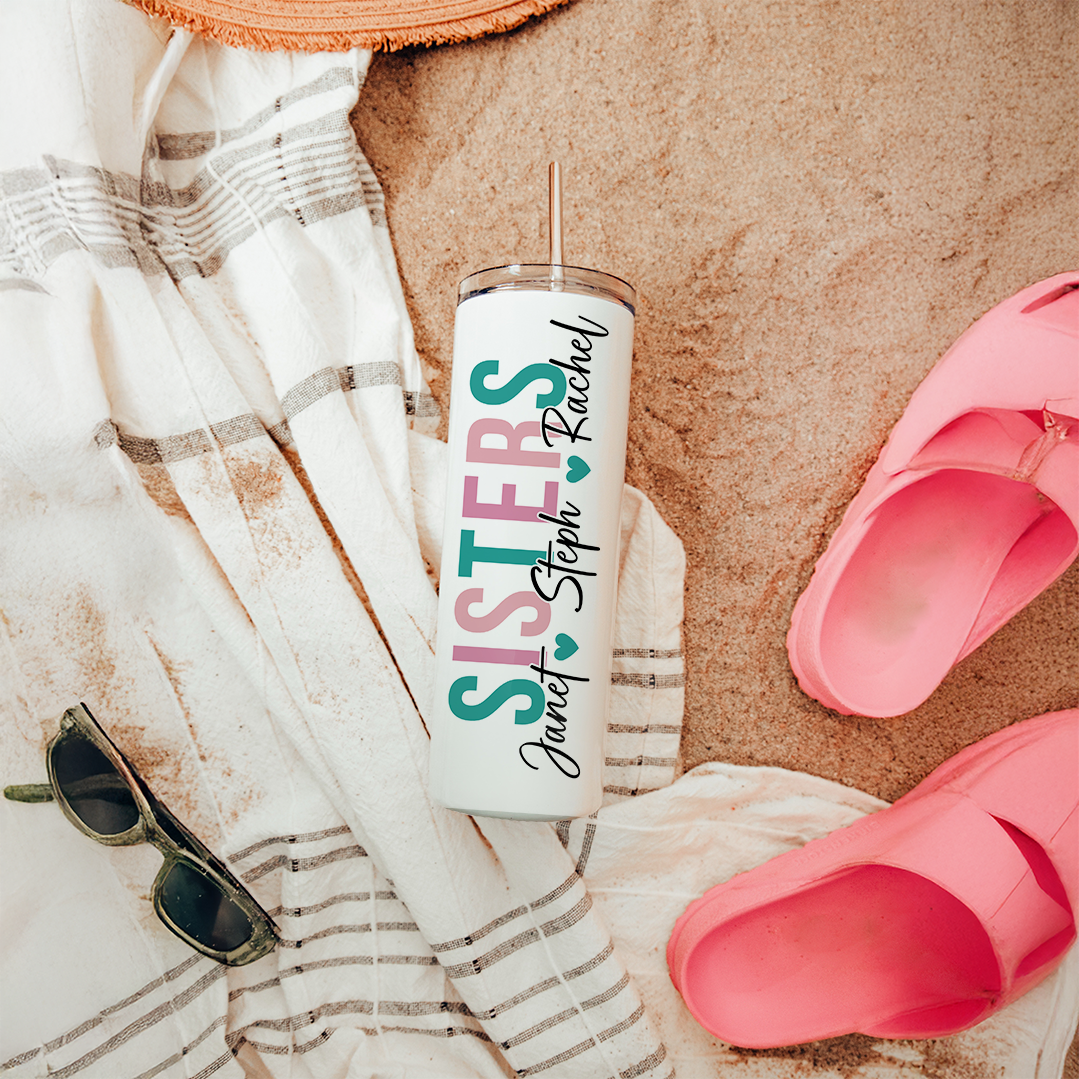Personalized Side By Side Or Miles Apart Long Distance Sister Tumbler