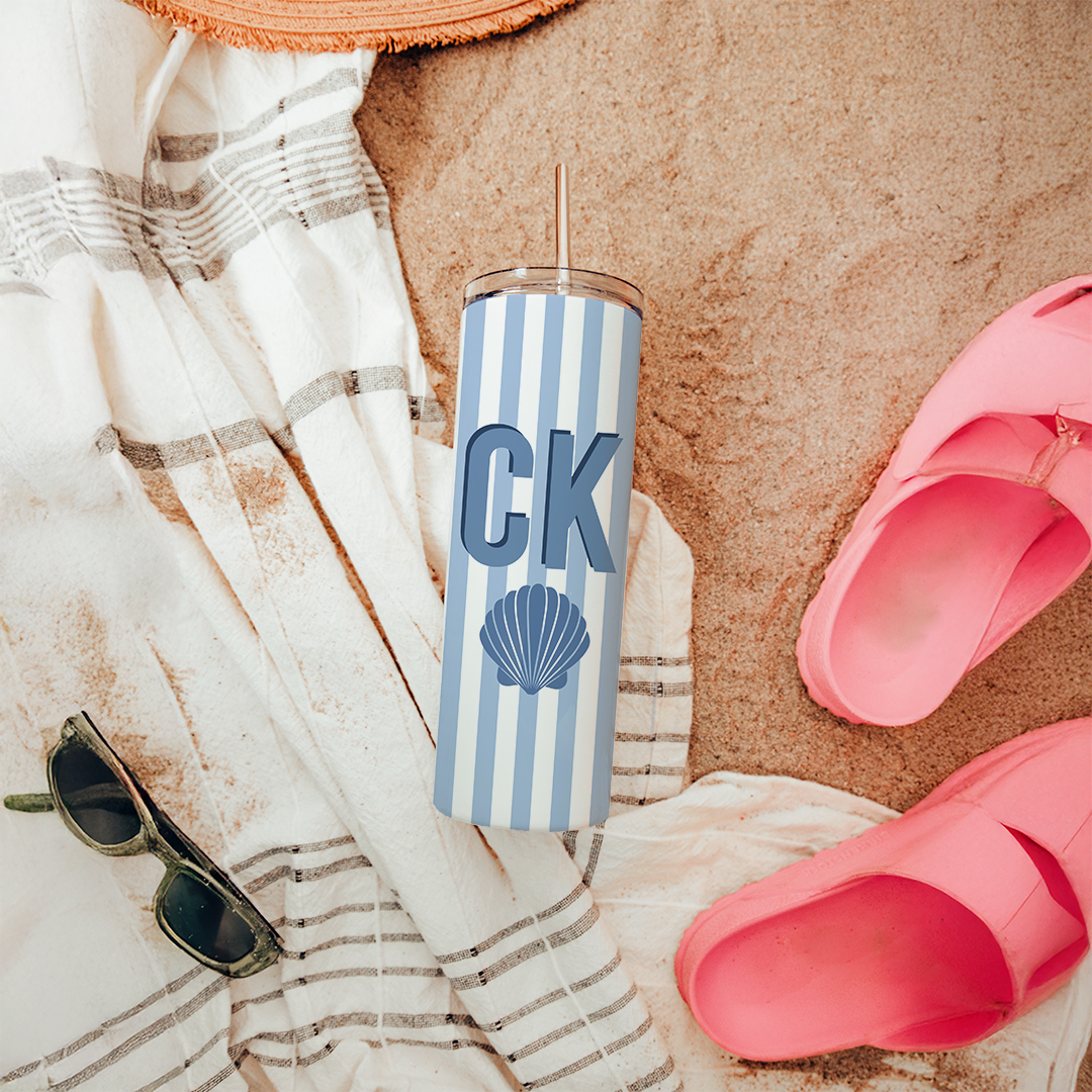 Personalized Striped Beach Girls Tumbler