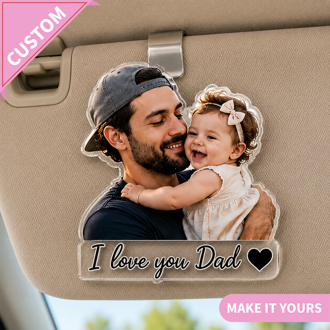 Personalized Grandpa Photo Car Visor Clip