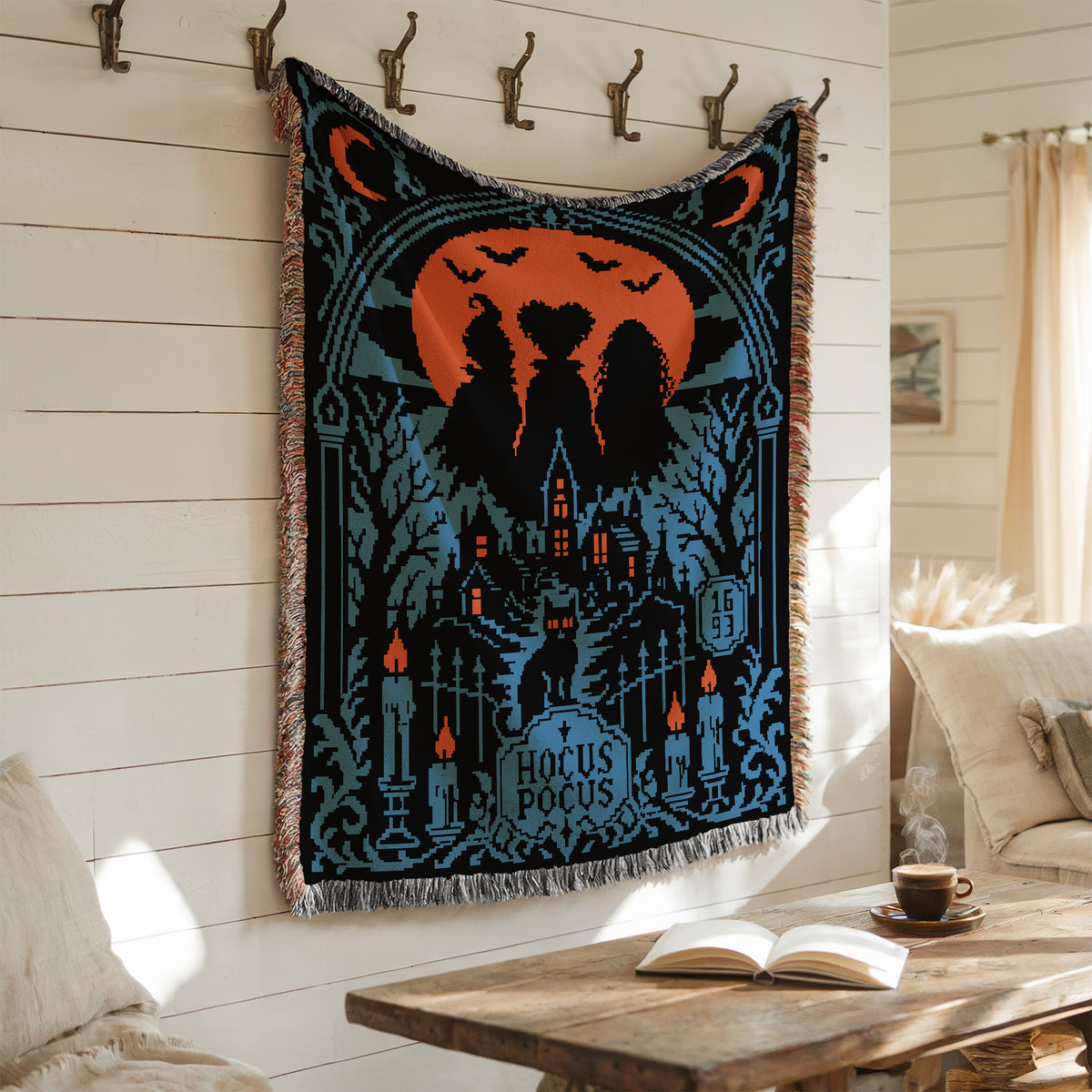 Vintage Hocus Pocus Witches Woven Blanket