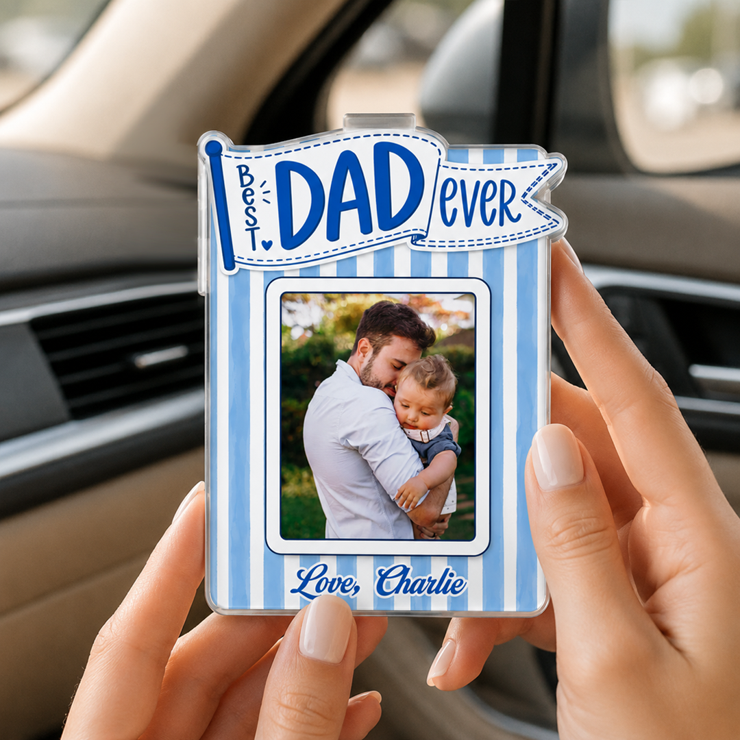 Personalized Dad Car Visor Photo Clip