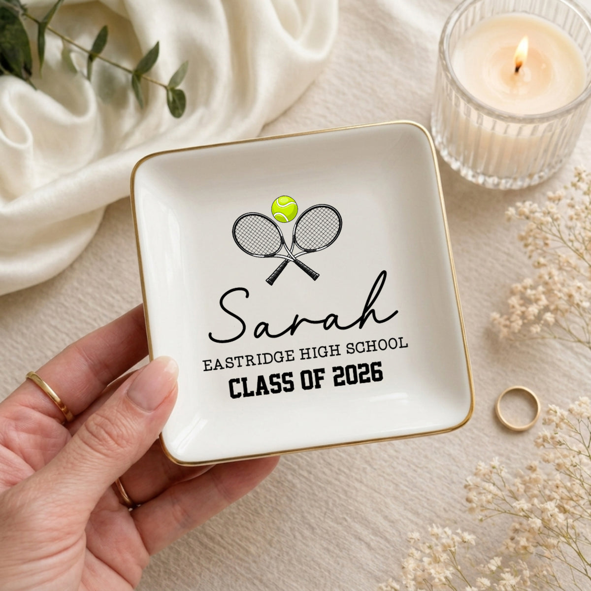 Platito personalizado para anillos de tenis
