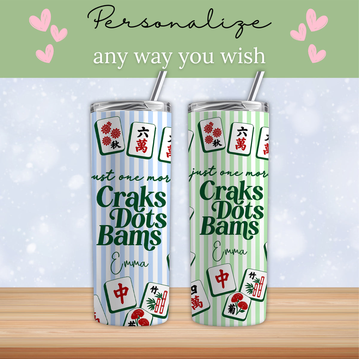 Personalisierter Mahjong-Becher mit Namen