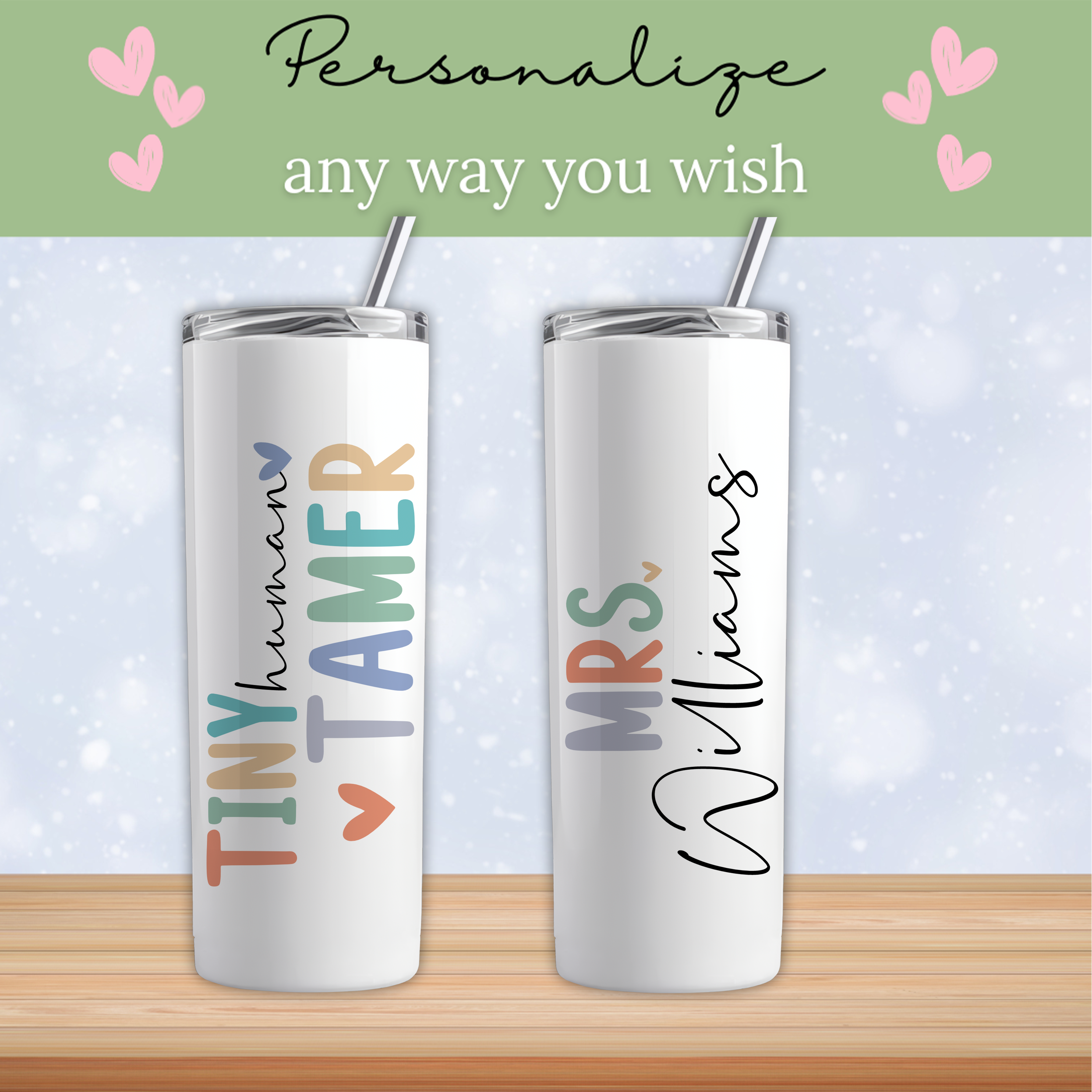 Personalized Tiny Human Tamer Tumbler