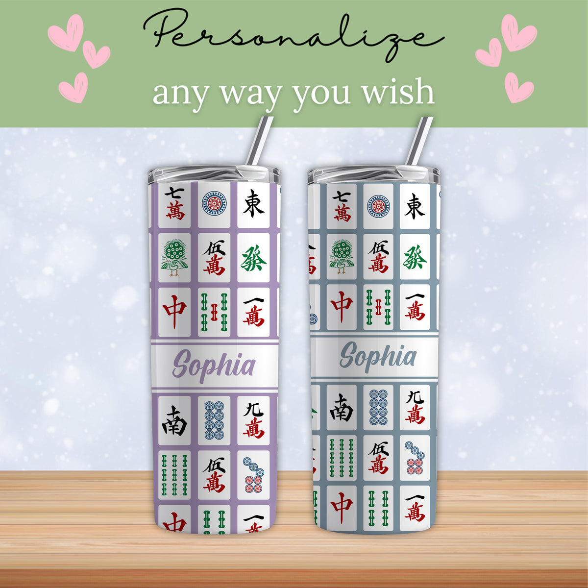 Personalisierter Mahjong-Becher mit Namen