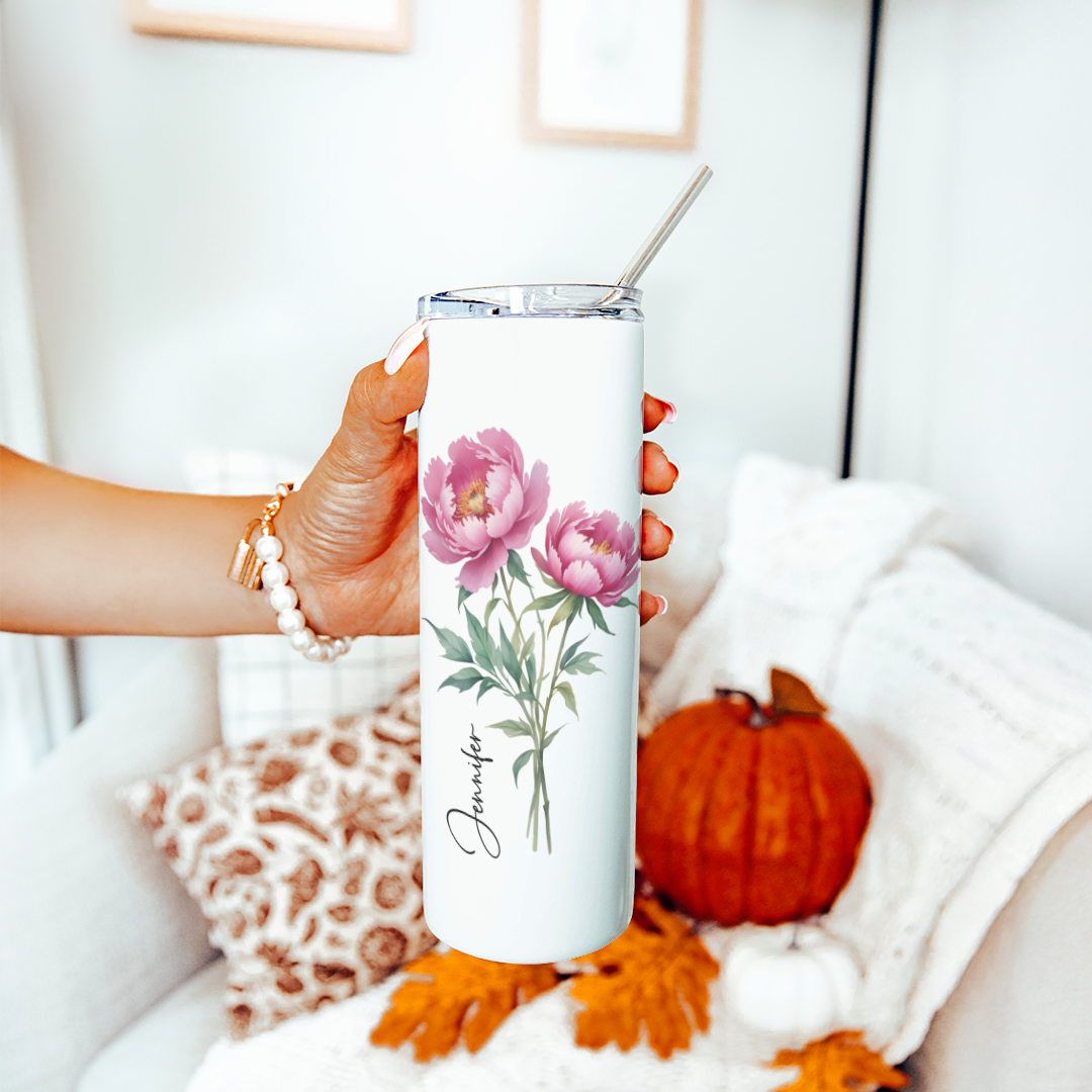 Personalize Birth Flower Tumbler