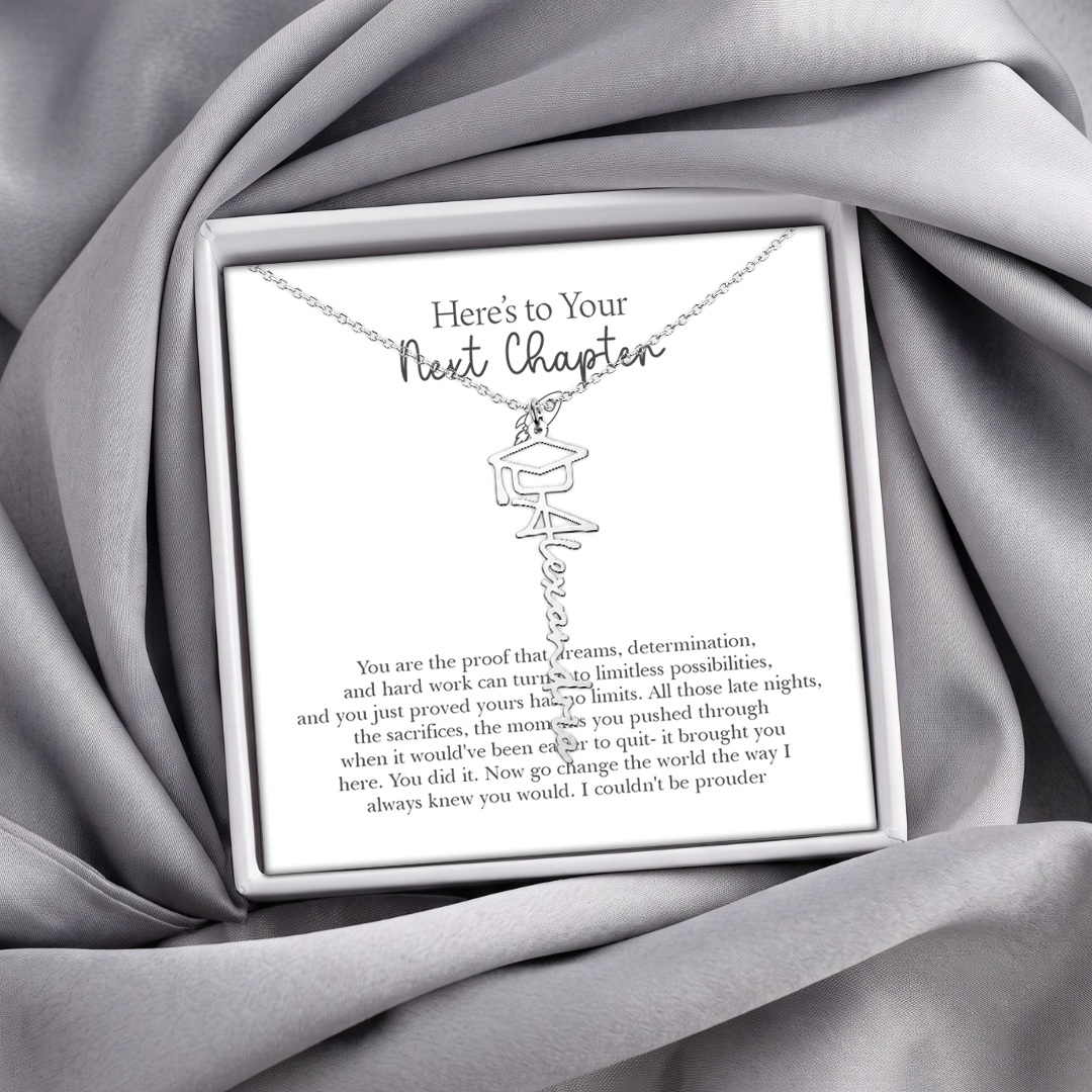 Personalized Here's To Your Next Chapter Necklace