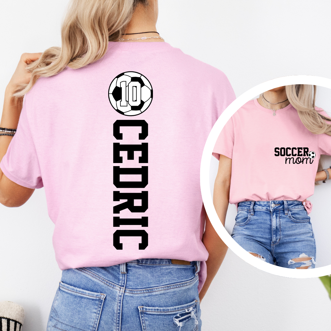 Custom Soccer Mom Game Day Tee with Kids Names & Numbers Tee