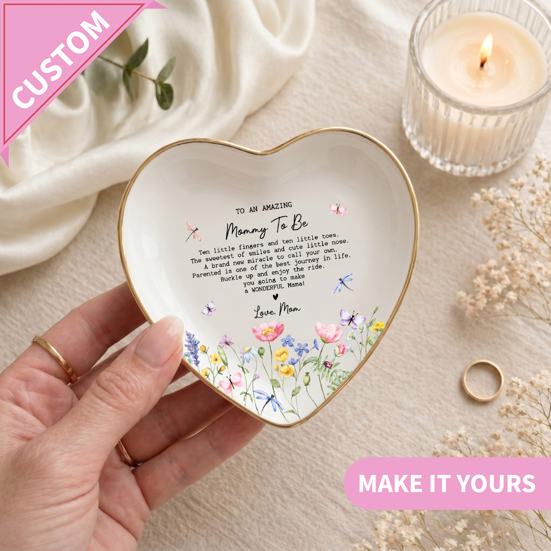 Personalisieren Sie eine Schale für Ringe „An eine wundervolle werdende Mama“