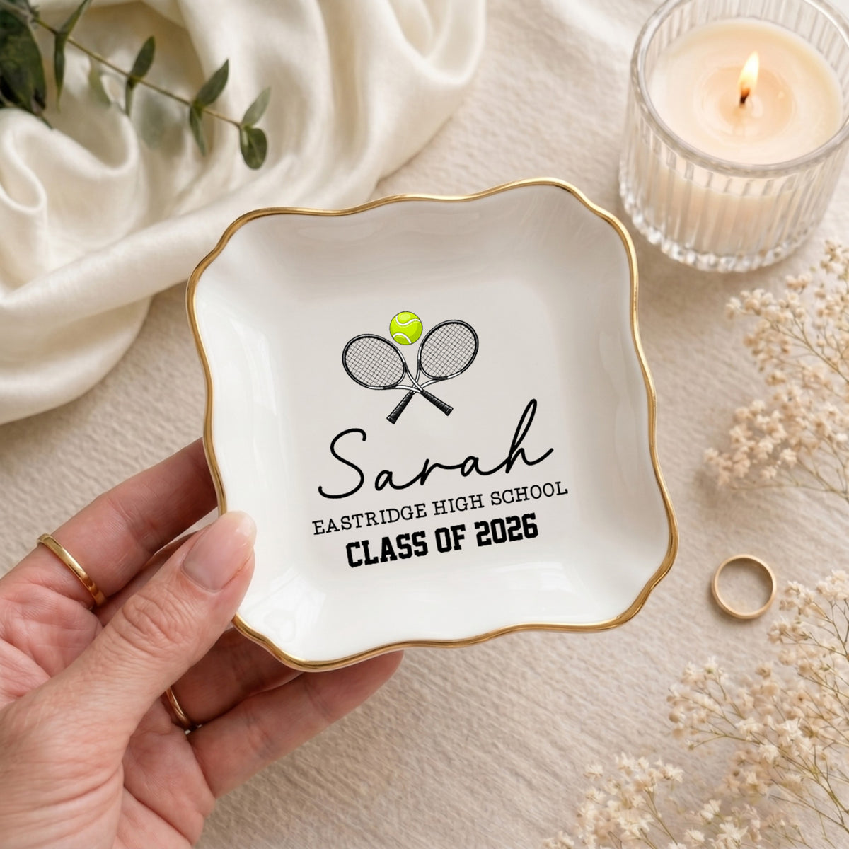 Platito personalizado para anillos de tenis