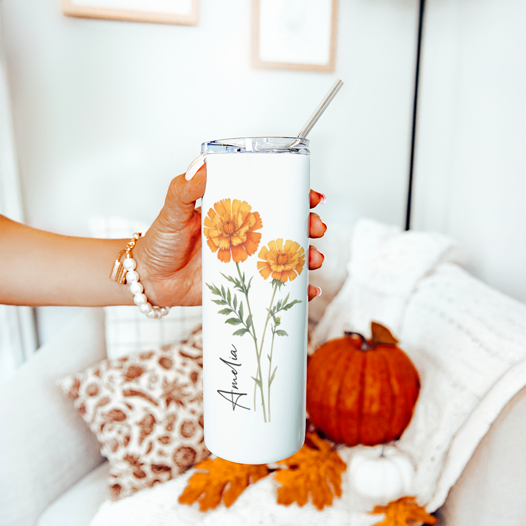 Personalize Birth Flower Tumbler