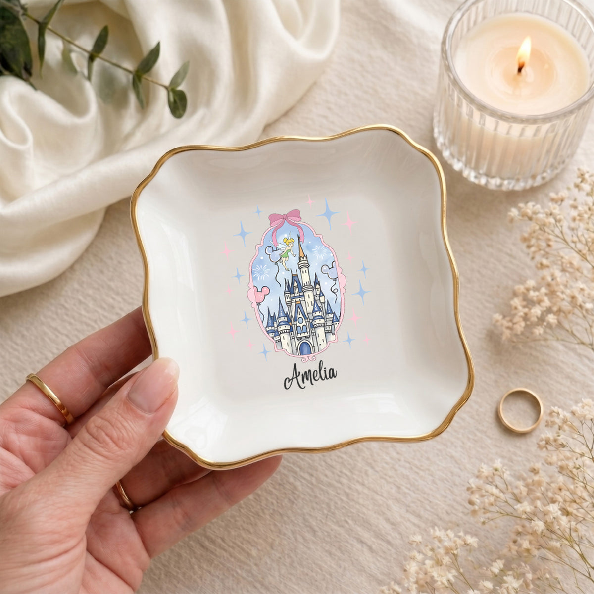 Personalisierte Ringschale mit Prinzessinnenschloss