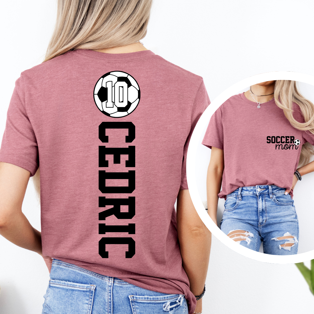 Custom Soccer Mom Game Day Tee with Kids Names & Numbers Tee