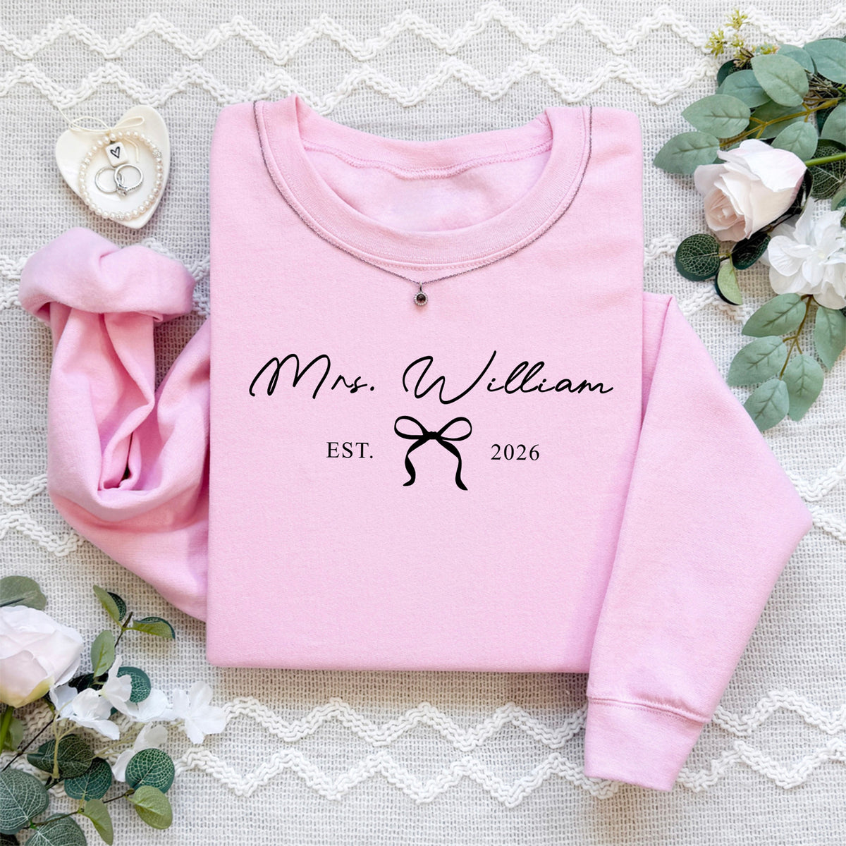 Individueller Braut- & Mrs.-Pullover – Personalisierter Braut-Sweatshirt mit „Mrs.“ und Hochzeitsjahr