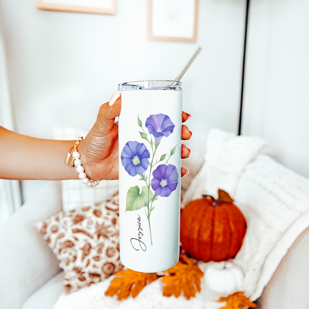 Personalize Birth Flower Tumbler