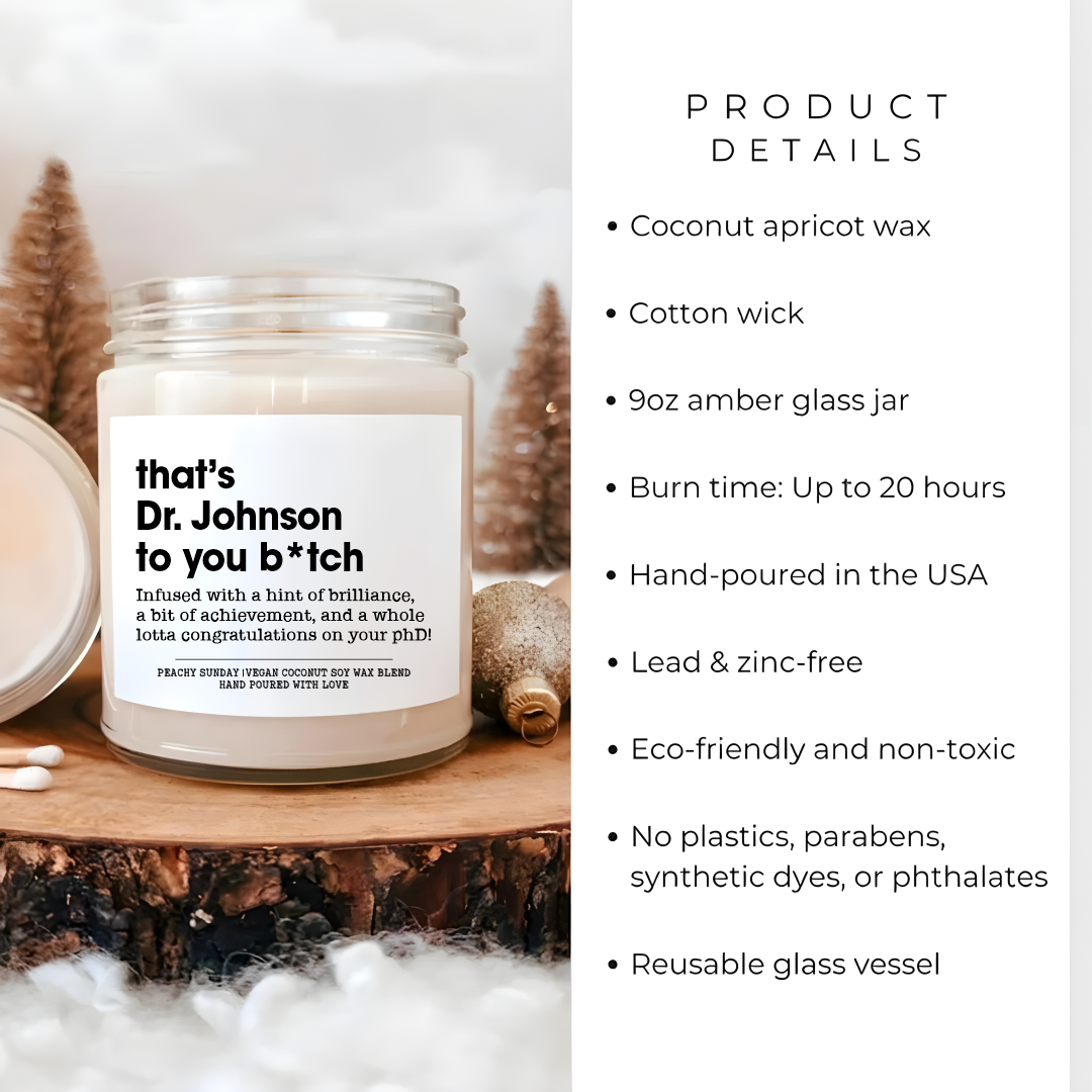 Personalized Phd Graduation Candle