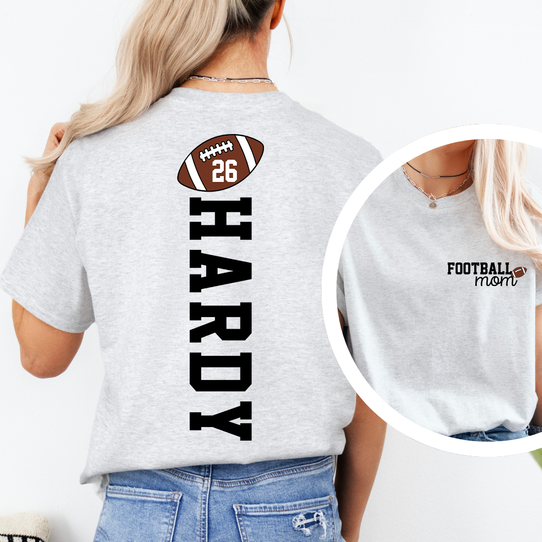 Custom Football Mom Game Day Tee with Kids’ Names & Numbers Tee