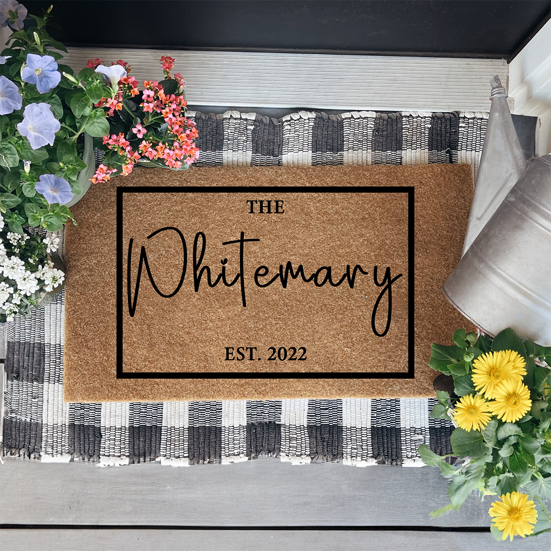 Personalized Family Name Doormat with Established Date