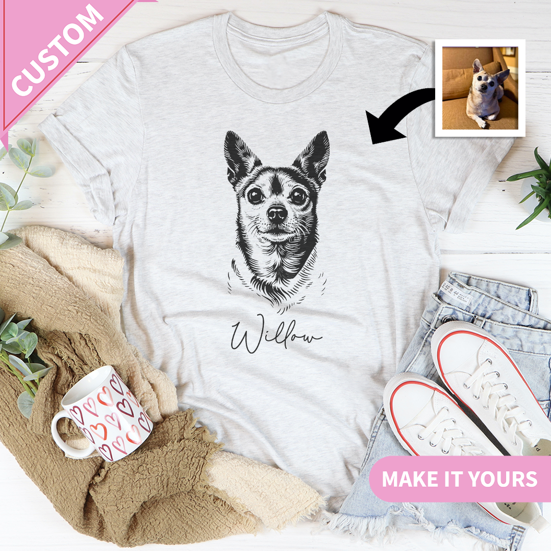 Personalized Pet Portrait With Pet Photo Tee