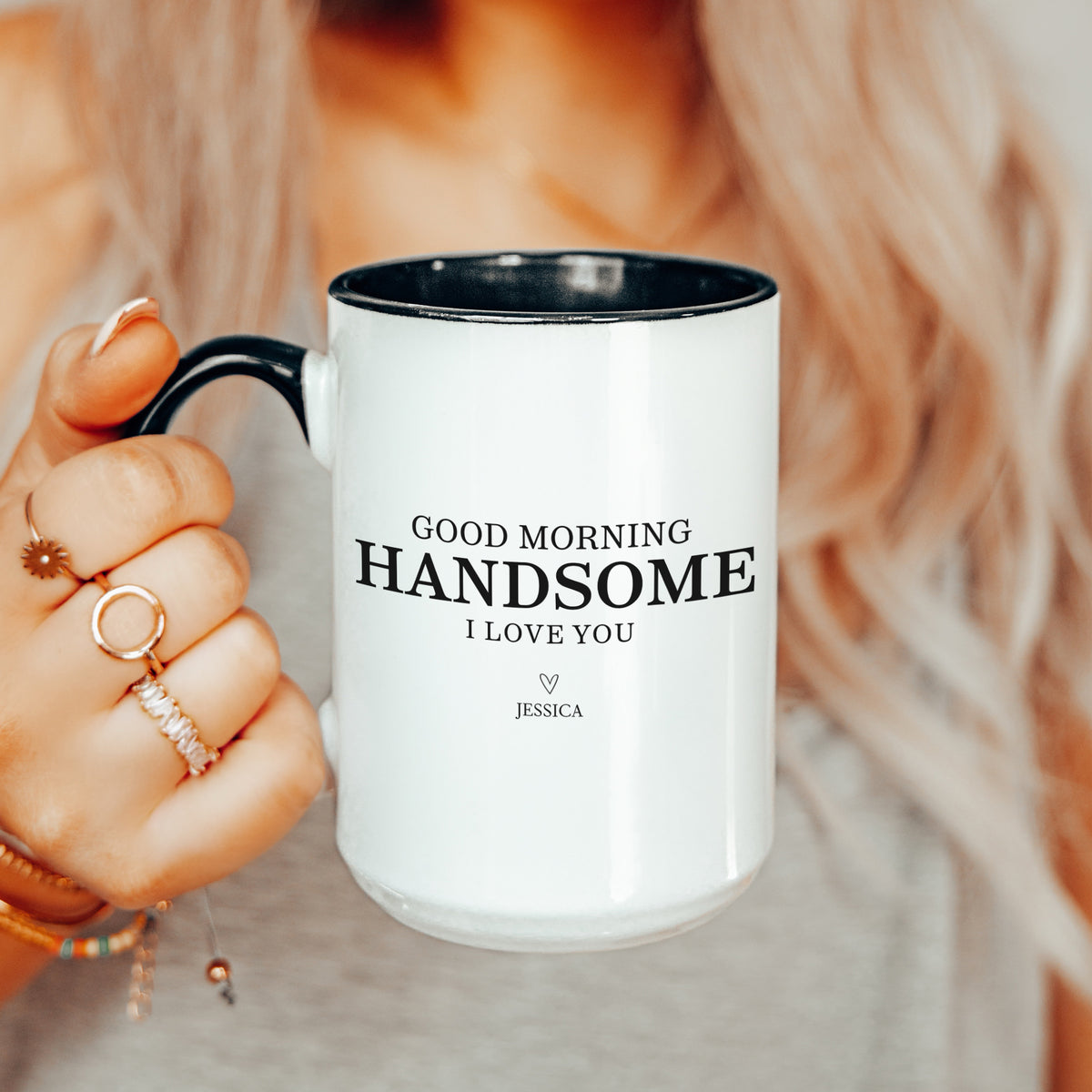 Mug personnalisé « Bonjour, beau gosse »
