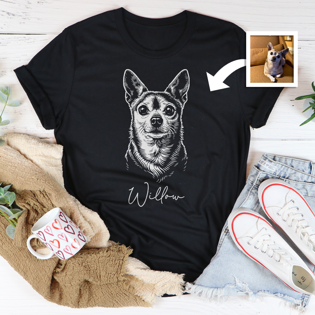 Personalized Pet Portrait With Pet Photo Tee