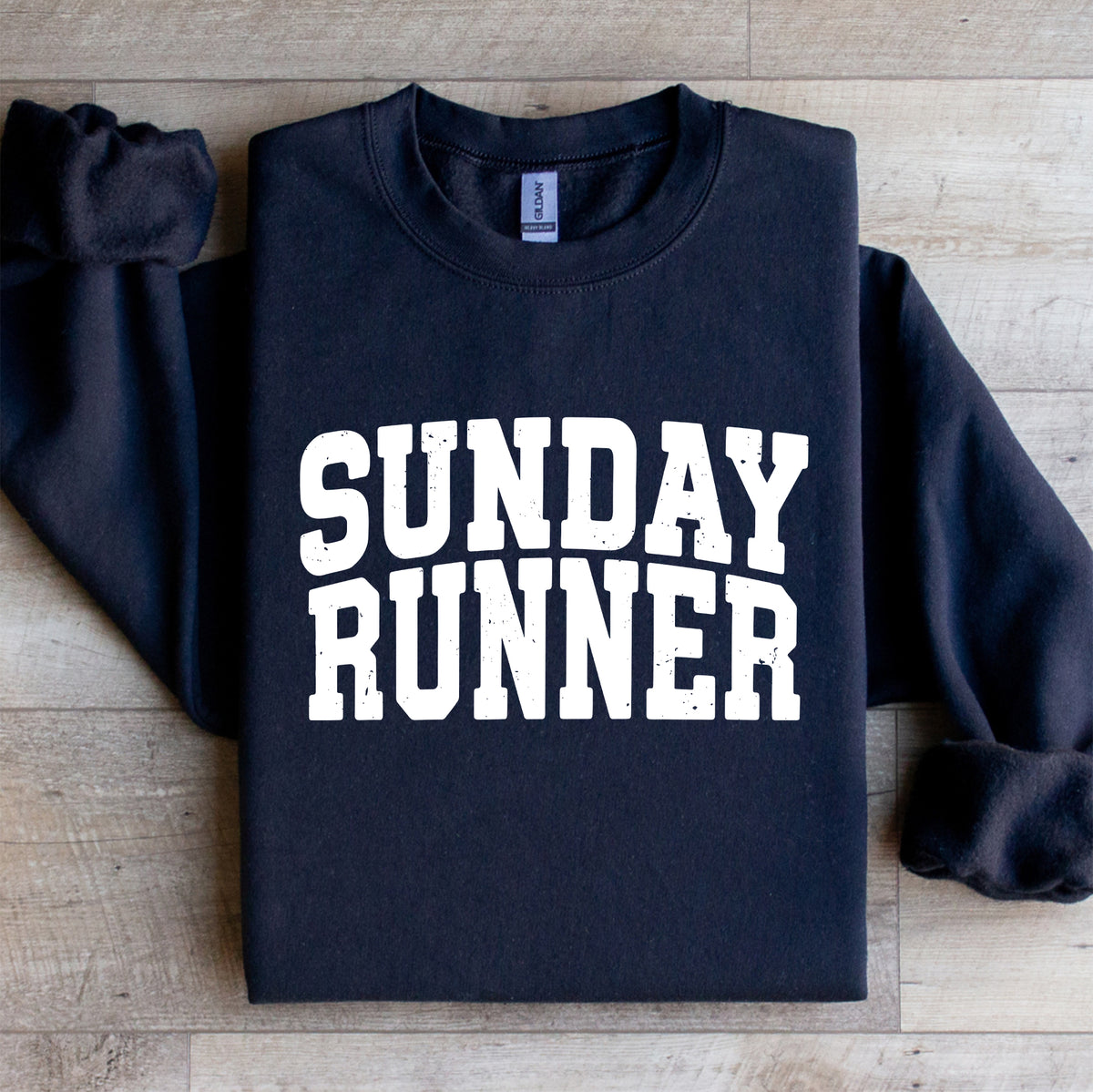 Vintage-College-Sweatshirt mit Rundhalsausschnitt im Varsity-Stil – „Sonntagsläufer“