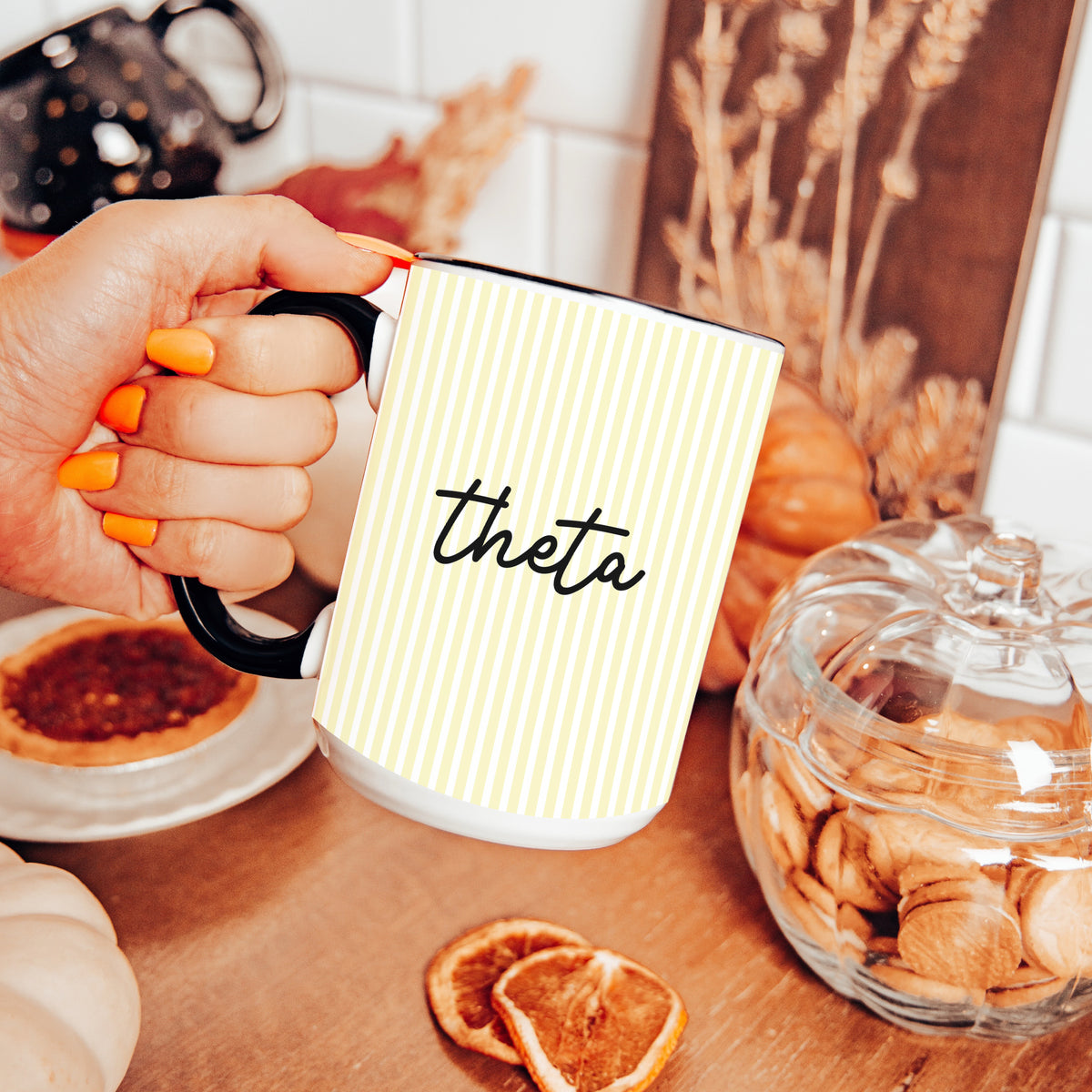 Tasse de sororité personnalisée à rayures pastel
