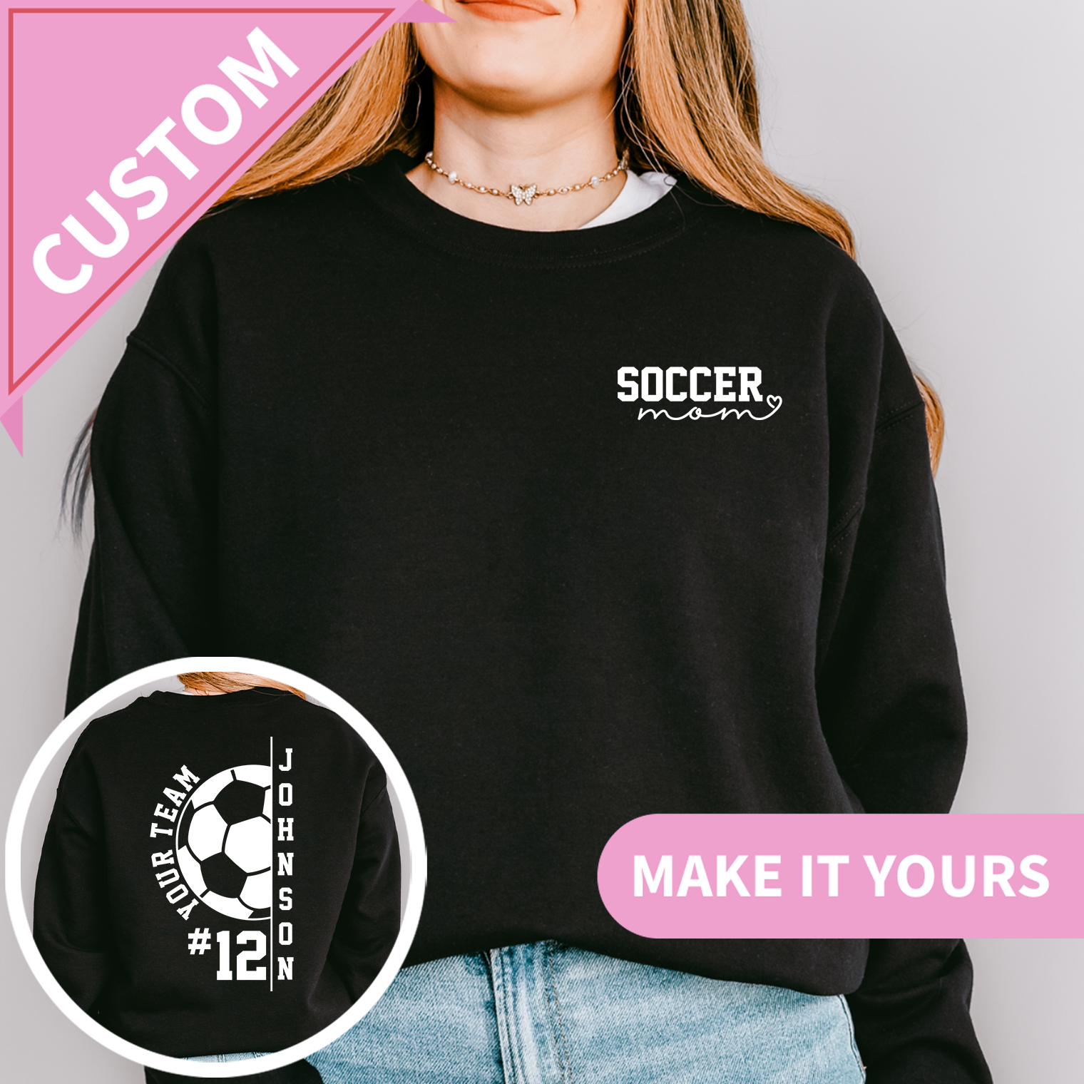 Custom Soccer Mom with Pocket Design Sweatshirt
