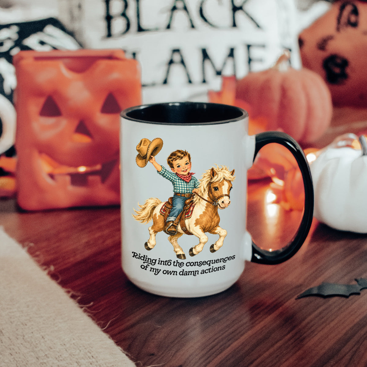 Riding Into The Consequences Cowboy Mug