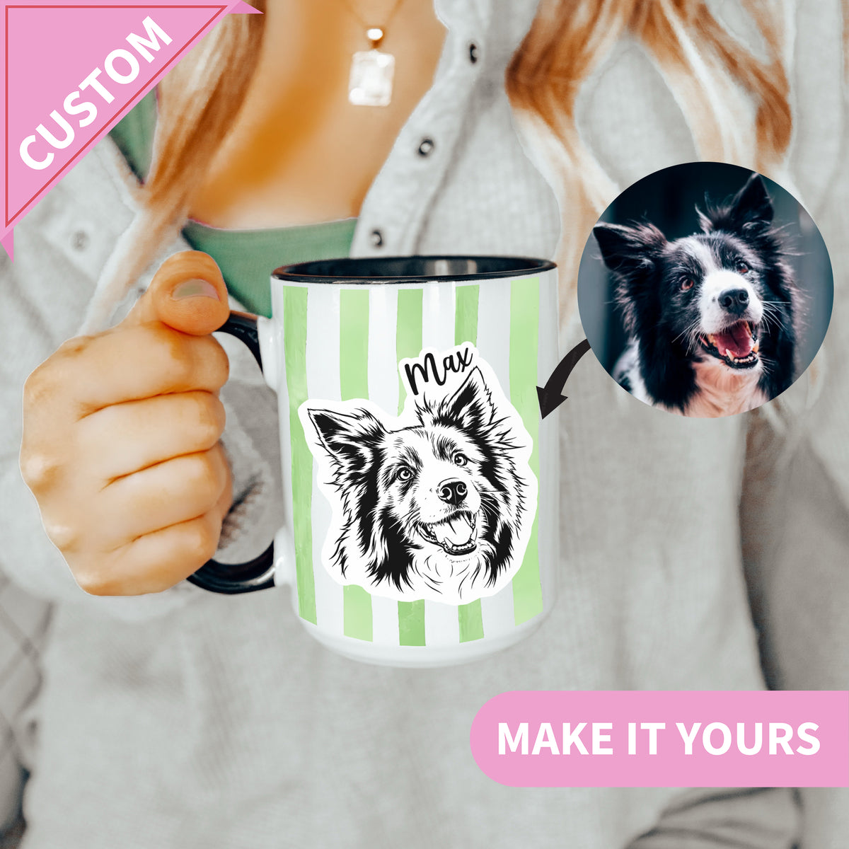 Taza personalizada con retrato de mascota