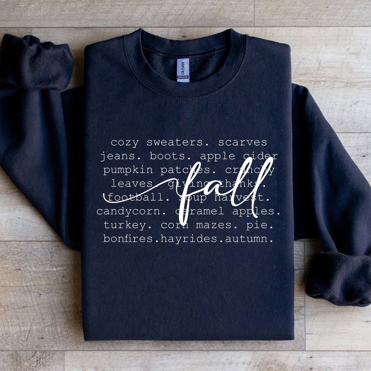 Fall definition cozy autumn crewneck sweatshirt in black