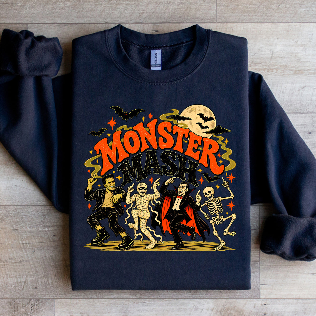MONSTER MASH Retro Halloween Dancing Monsters Fleece Sweatshirt