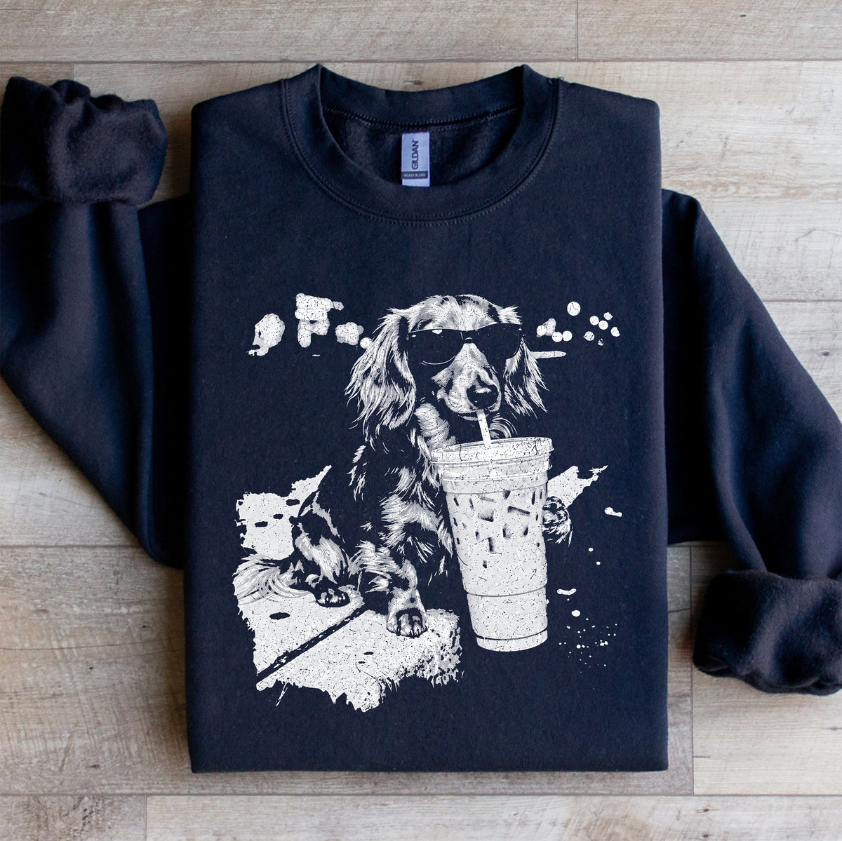 Dachshund Drinking Iced Coffee Sweatshirt