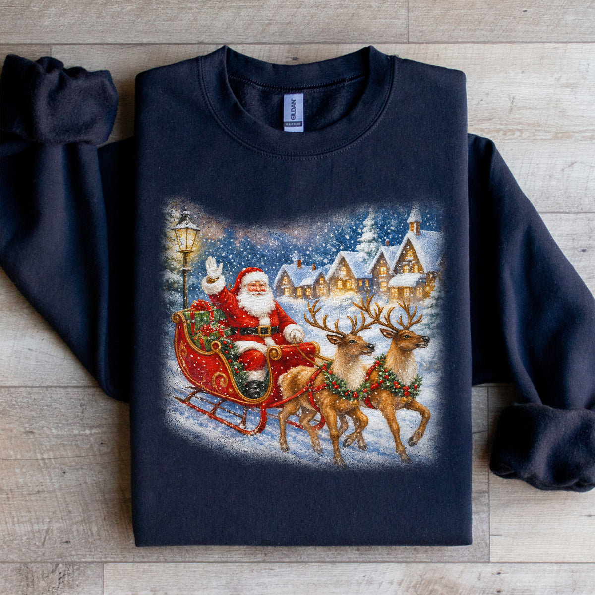 Sudadera navideña vintage de Papá Noel de cuento ilustrado - Sudadera polar retro de invierno