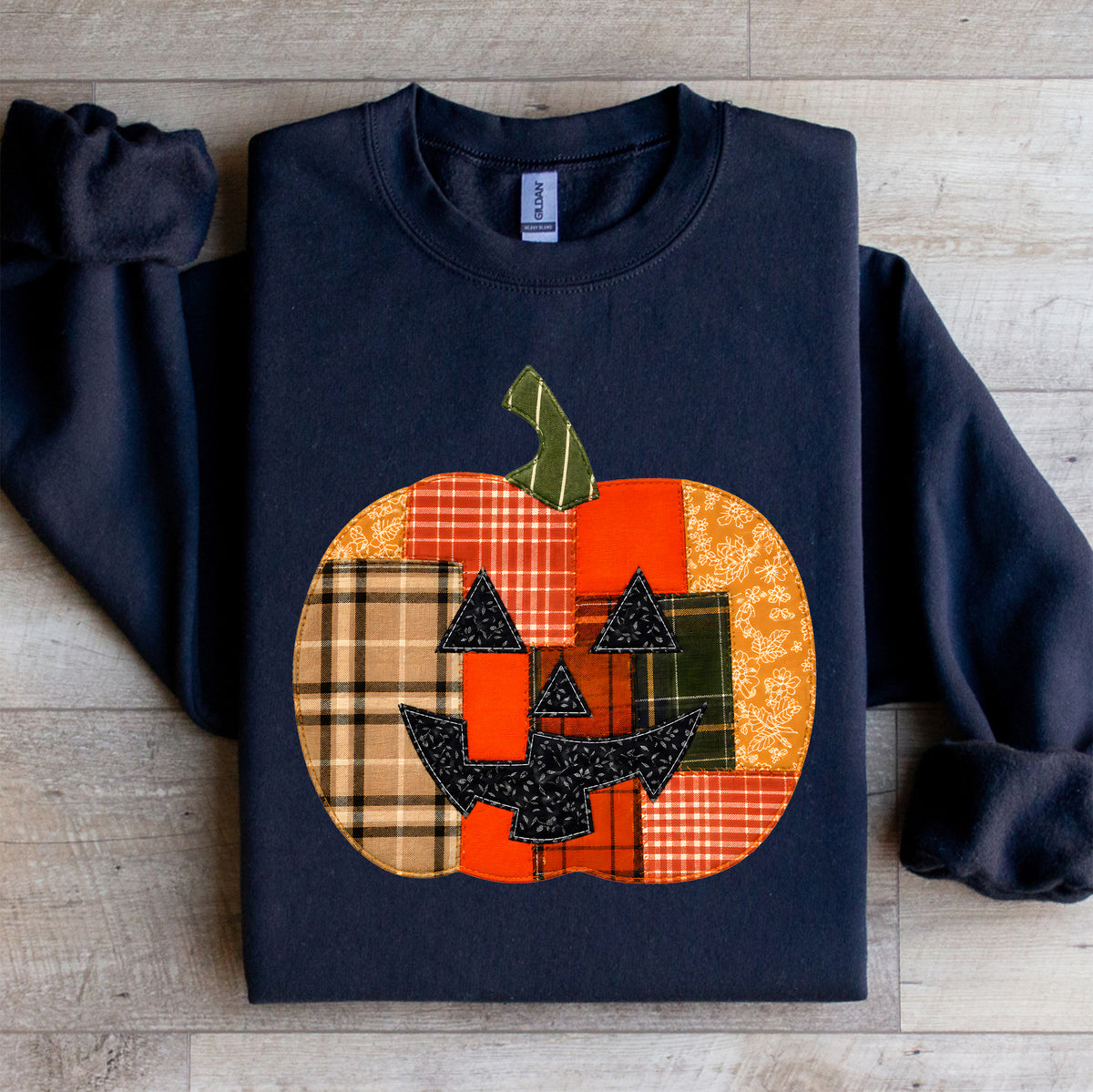 Sudadera con calabaza de retales
