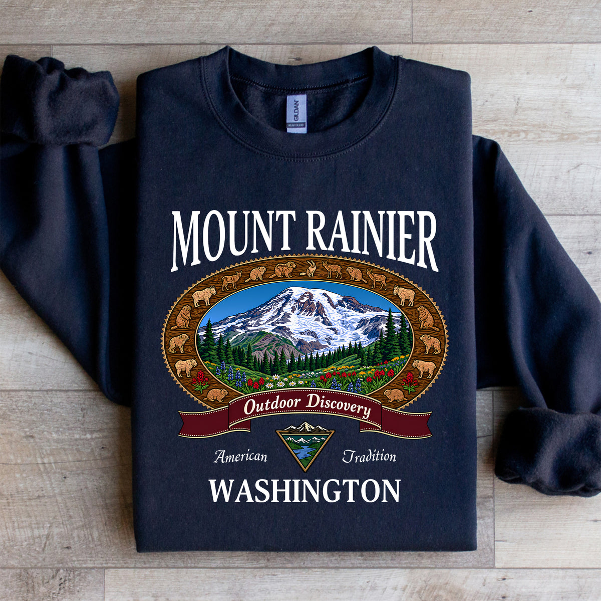 Outdoor-Sweatshirt aus dem pazifischen Nordwesten – Retro-Sweatshirt mit Mount Rainier