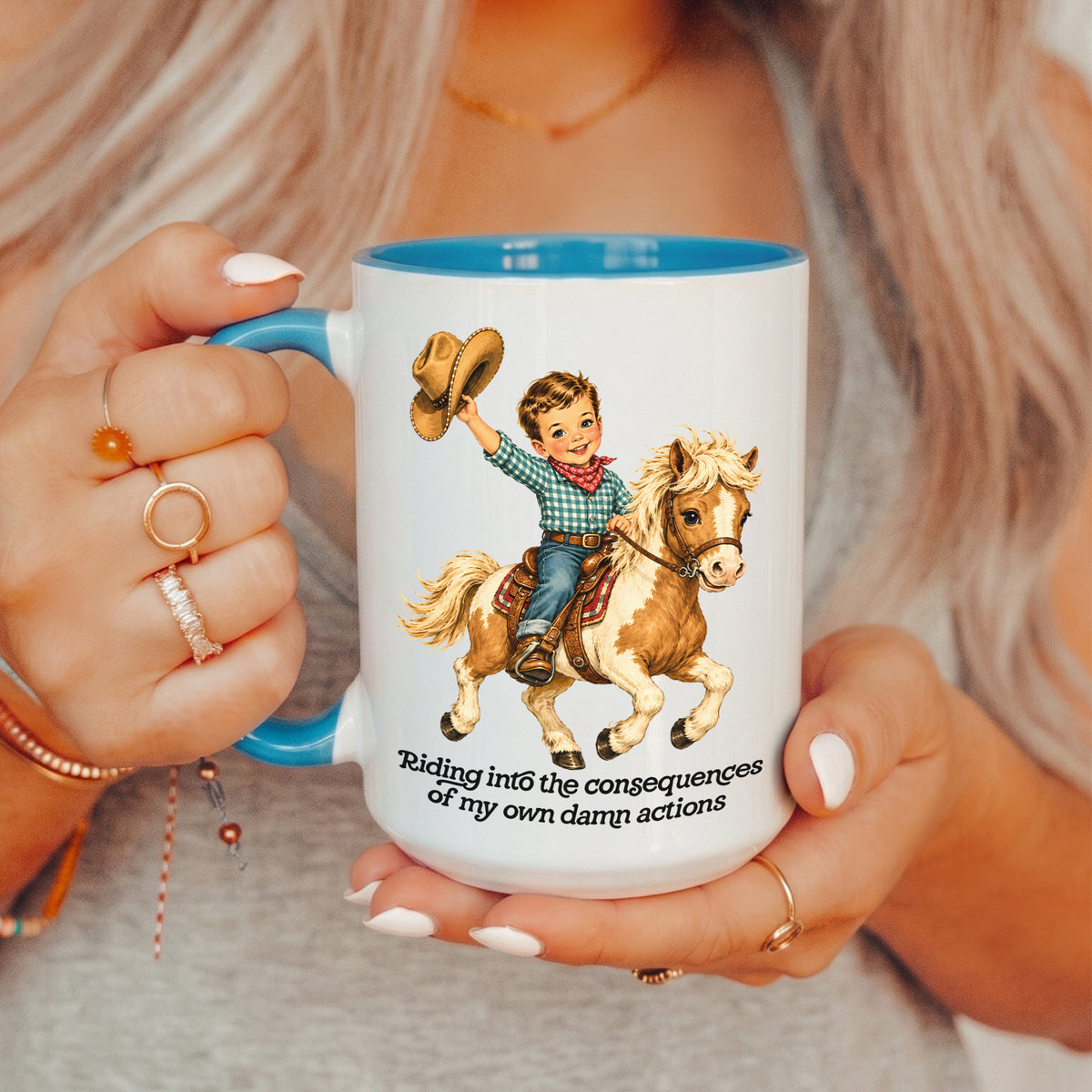 Riding Into The Consequences Cowboy Mug