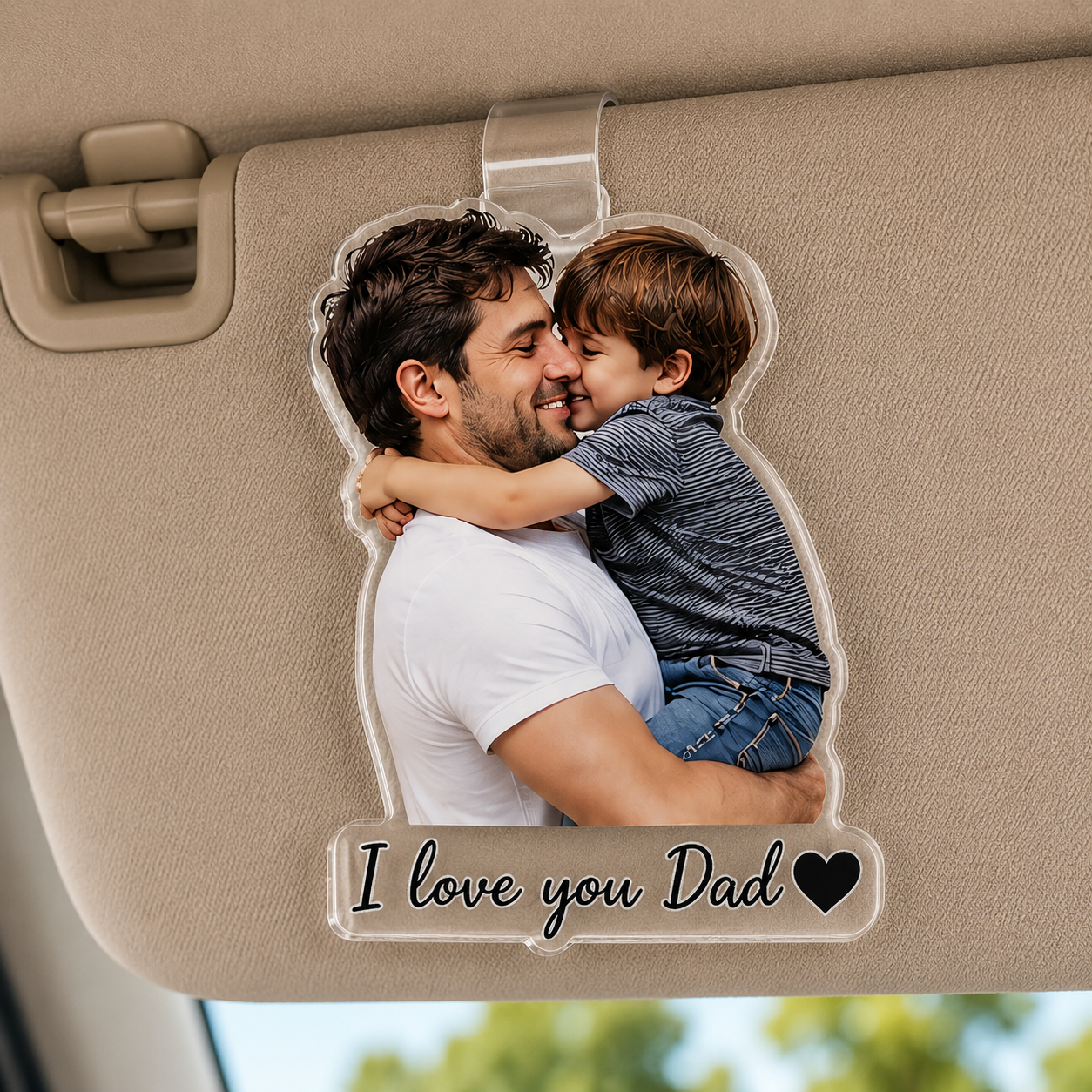 Personalized Grandpa Photo Car Visor Clip