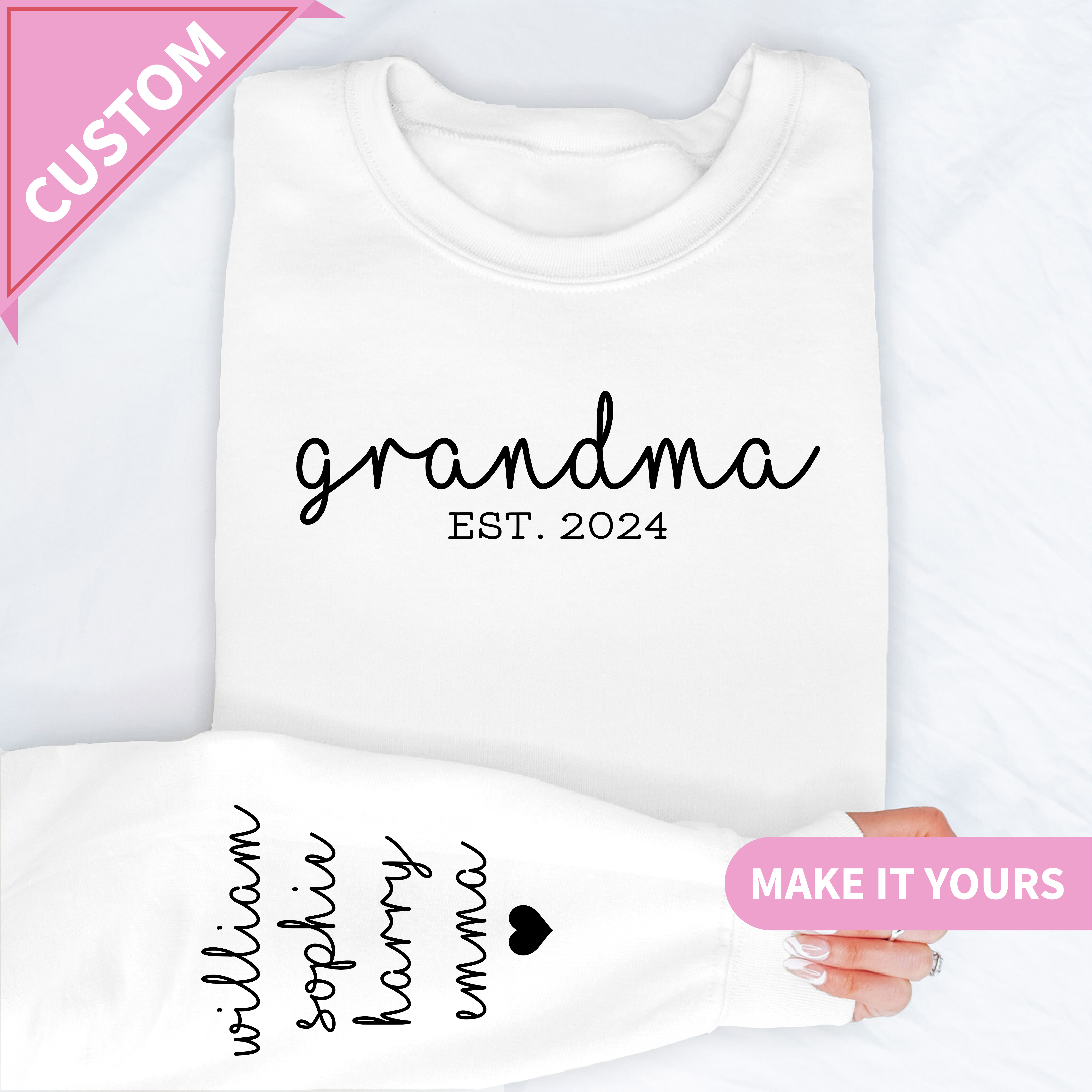 Custom Grandma With Grandkids Names Gift Sweatshirt