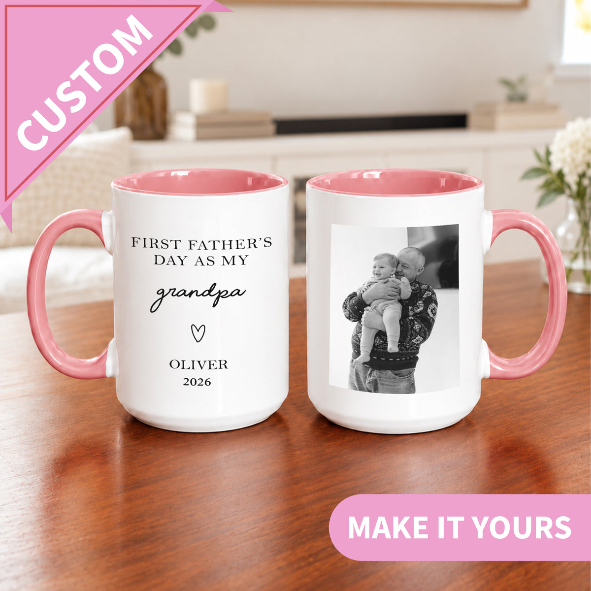 Mug personnalisé pour grand-père avec photo de bébé