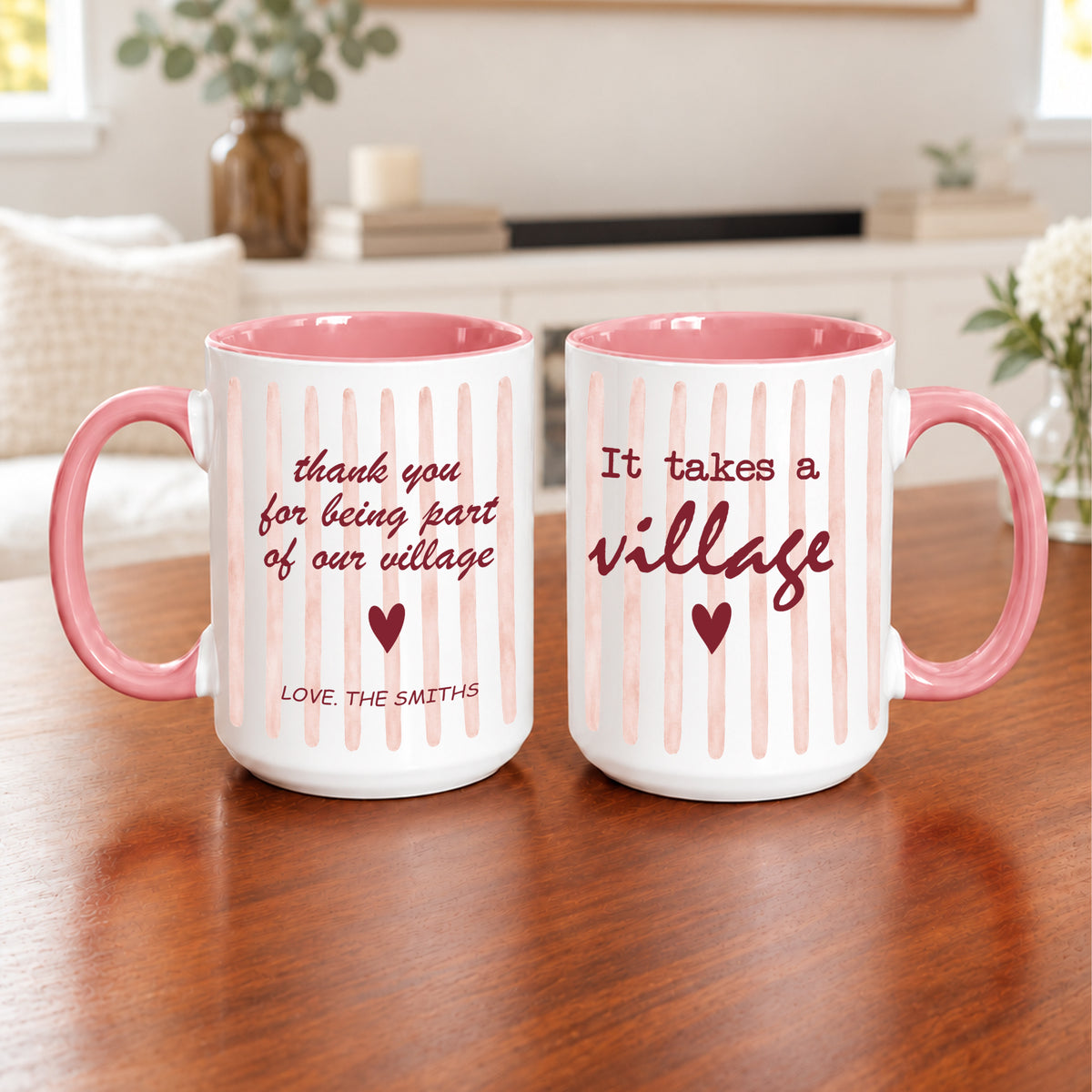 Personalisierbare Tasse mit dem Spruch „Es braucht ein ganzes Dorf“
