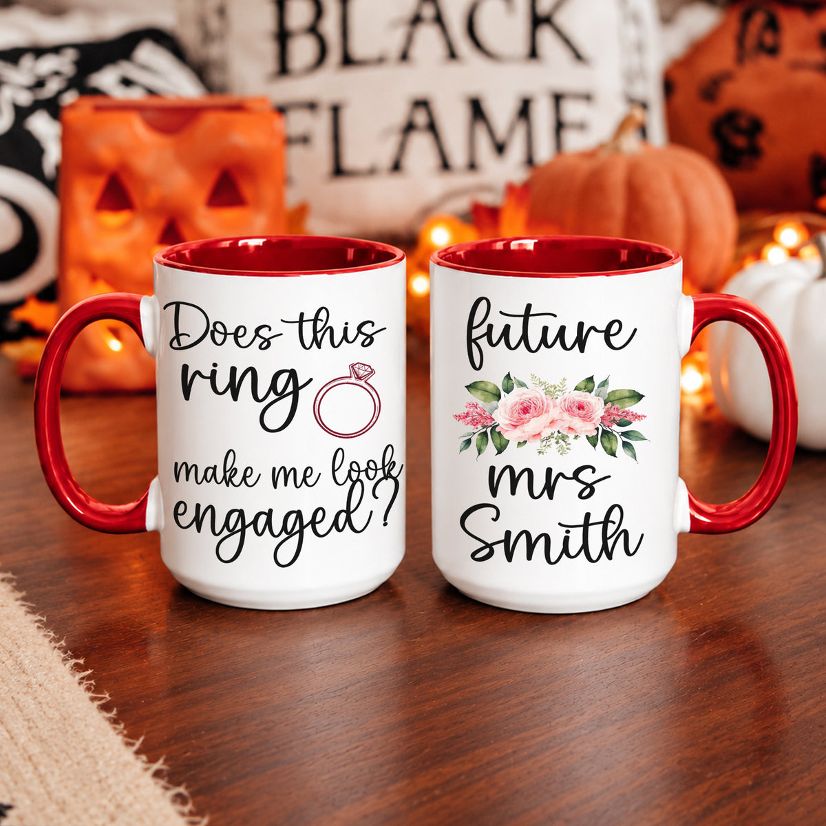 Personalisierte Tasse mit dem Aufdruck „Lässt mich dieser Ring verlobt aussehen?“