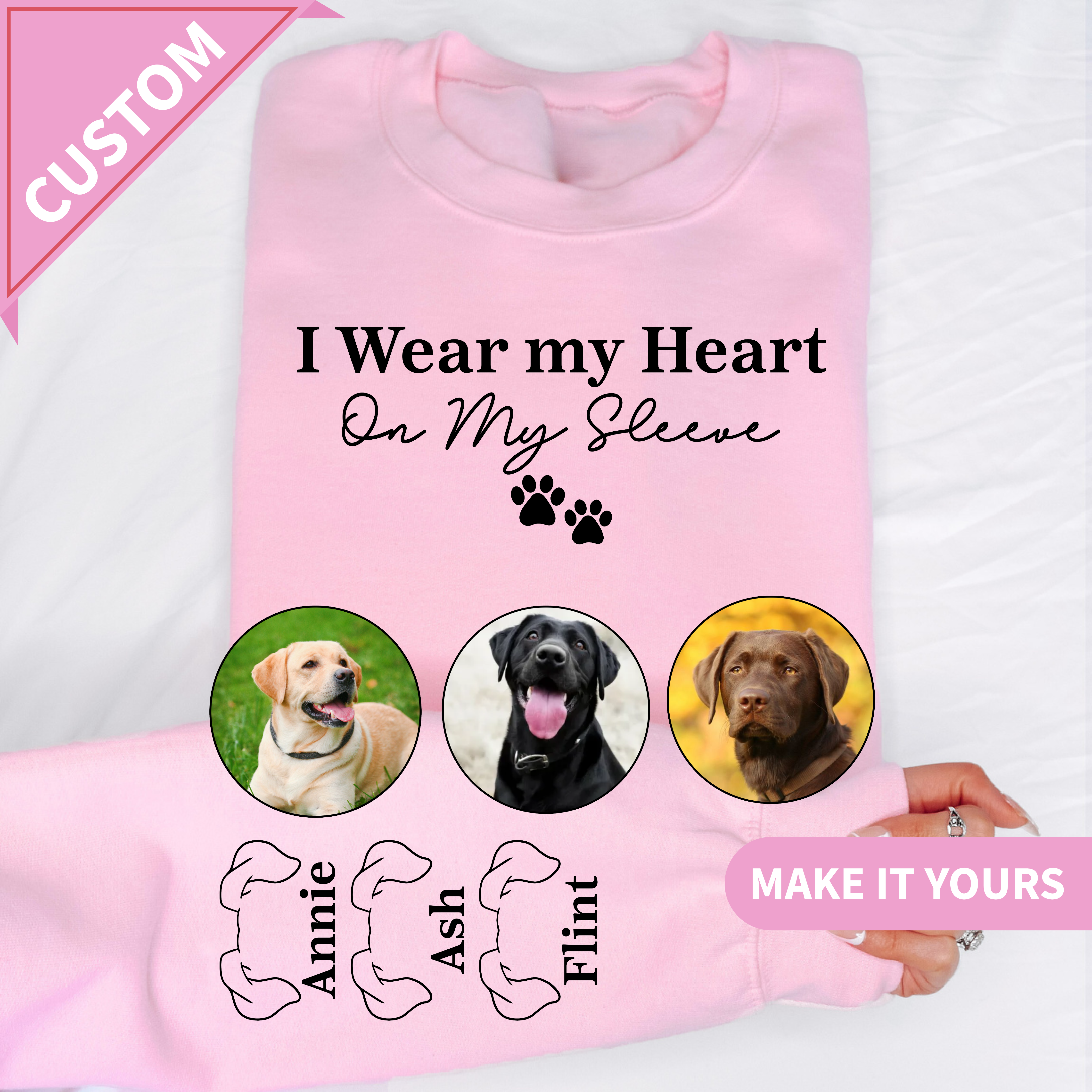 Custom I Wear My Heart On My Sleeve Name Sweatshirt