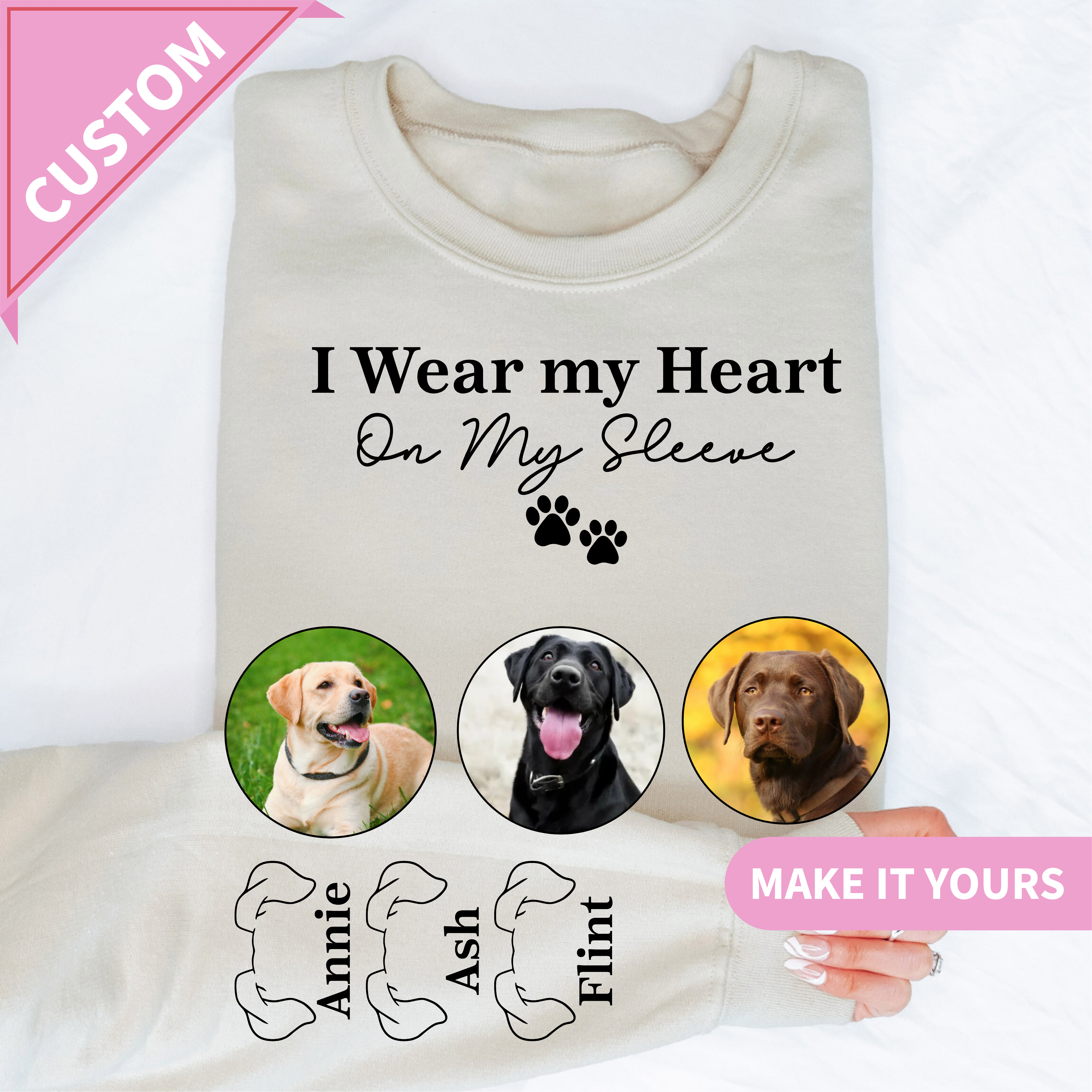 Custom I Wear My Heart On My Sleeve Name Sweatshirt