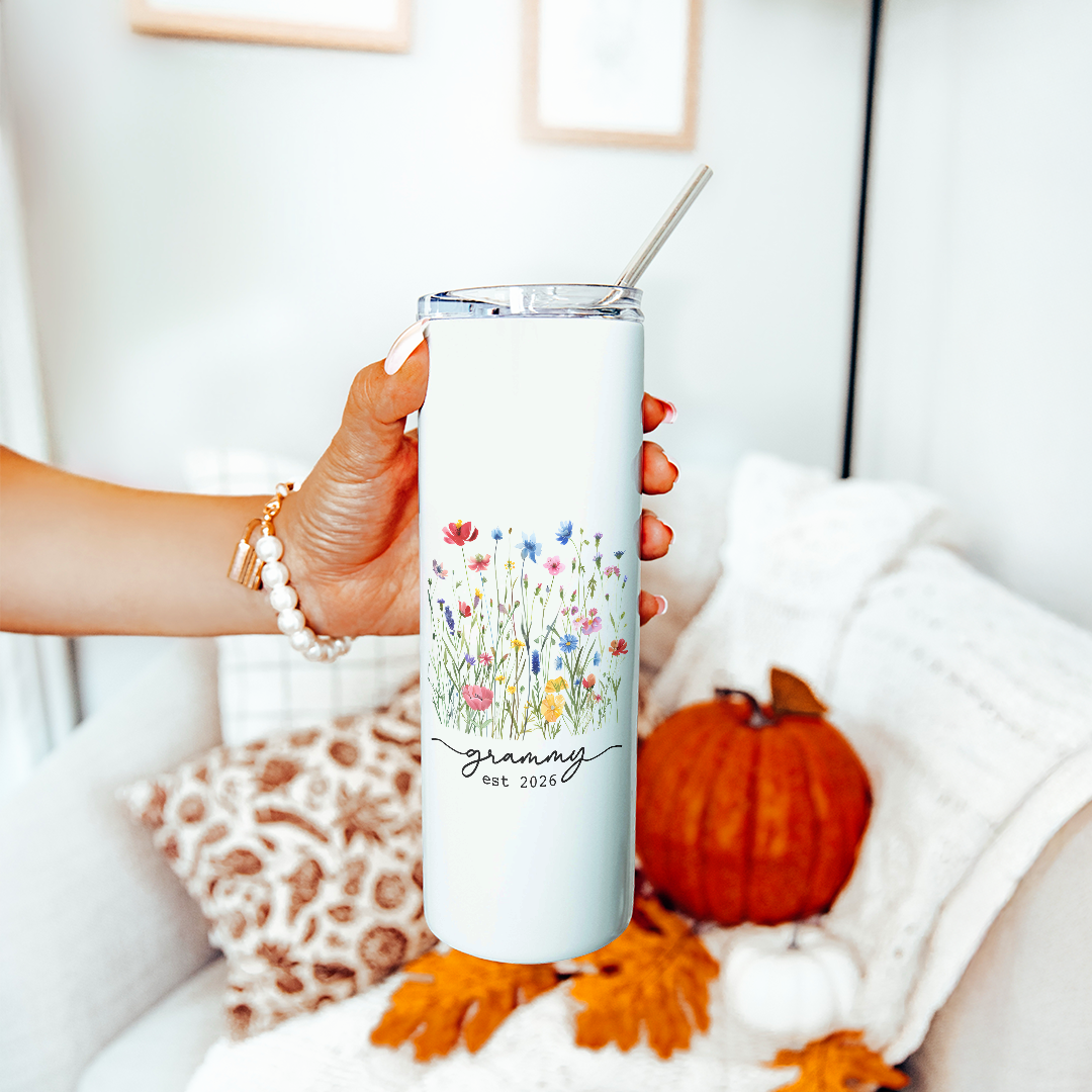 Personalized Floral Grandma Tumbler